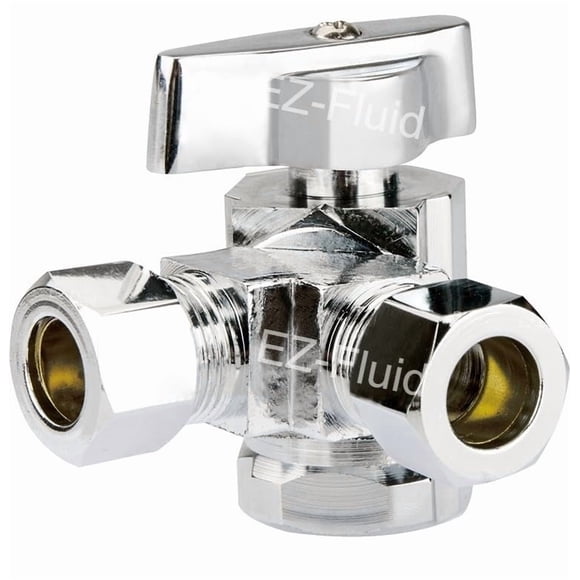 Válvula EZ-FLUID de doble salida 1/2" FIP, latón cromado