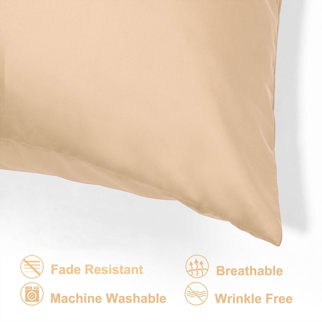 Unique Bargains 6 Pack Satin Pillowcase with Zipper, Queen, Champagne