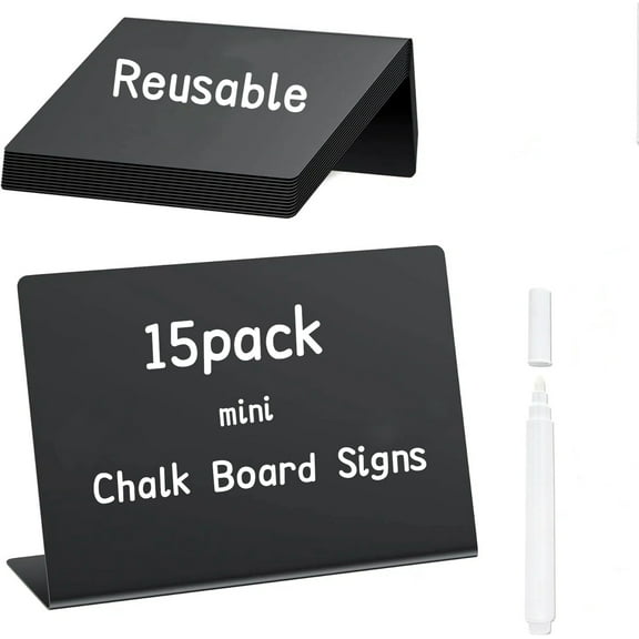 RYLZX 15PCS Mini Chalkboard Signs 4"x3"for Chalk Sign for Food - Party - Buffet - Table Sign Chalkboard - Wedding - Bakery - Small Chalkboard Sign - Mini Chalkboard Signs