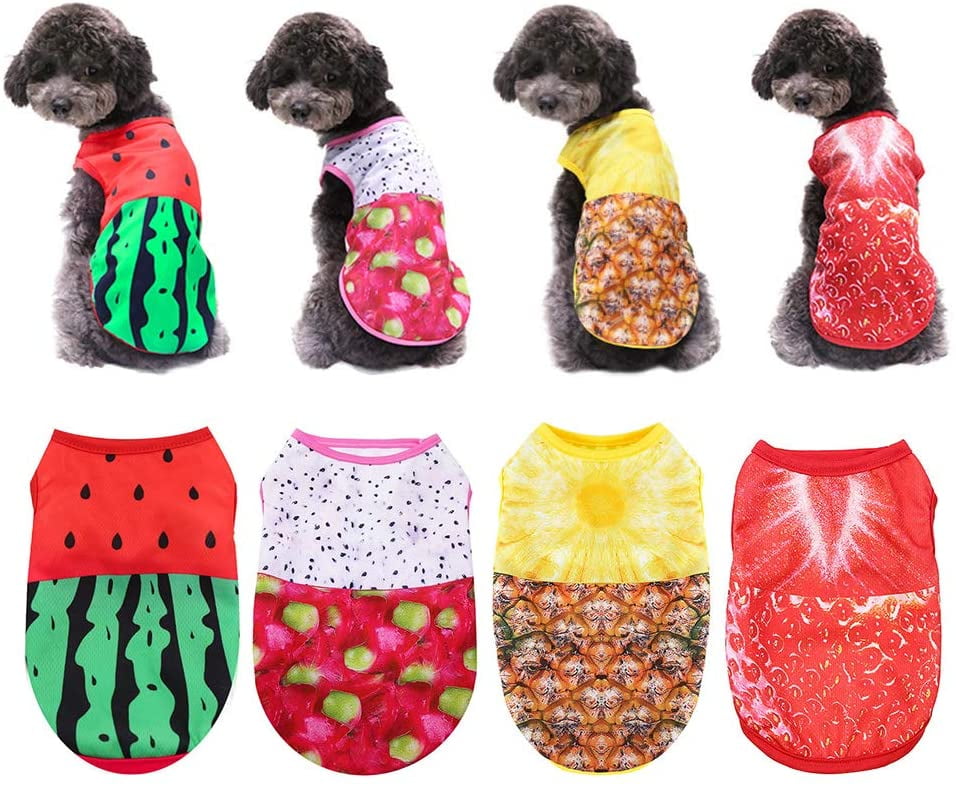 Set of 4 Dog Clothes for Small Medium Dogs Boy Girl Puppy Shirts Cute