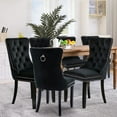thumbnail image 4 of SoarFlash Velvet Dining Chairs Set of 6, Tall Back Side Chair, Modern Upholstered High-end Tufted Side Chair with Button Back Ring, Solid Wood Legs (Black), 4 of 4