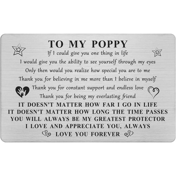 Poppy Christmas Card Gifts for Men, Happy Poppy Birthday Wallet Card from Grandkids, Personalized Thanksgivng Gift from Grandchildren