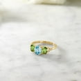 thumbnail image 4 of Gem Stone King 10K Yellow Gold 3-Stone Diamond Engagement Ring 2.27 Ct Oval Blue Zircon Green Peridot (Size 7), 4 of 4