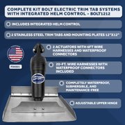 Bennett Marine Bolt Electric Trim Tab System 12 x 12, Includes Integrated Helm Control, Actuators, Wires Harnesses and Mounting Hardware, Complete Kit BOLT1212, 12V DC - FO4321