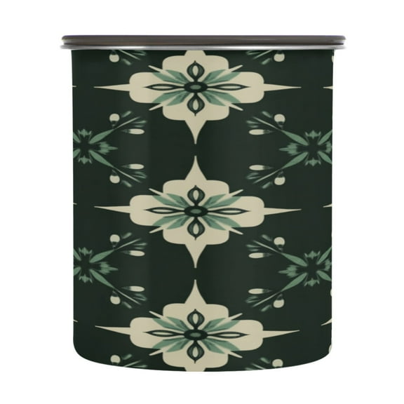 Wobogo Dark Green Geometric Shapes Food Storage Jars 304 Food Grade Stainless Steel Canisters With Vacuum Airtight Lids for Coffee Snacks Nuts Cereal 900ML