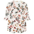 thumbnail image 5 of Ruimatai Women Casual V-Neck Ruffle Blouse Printed Quarter Sleeve Tops Comfortable Elastic Waist Flowy Summer Beach Tunic, 5 of 5