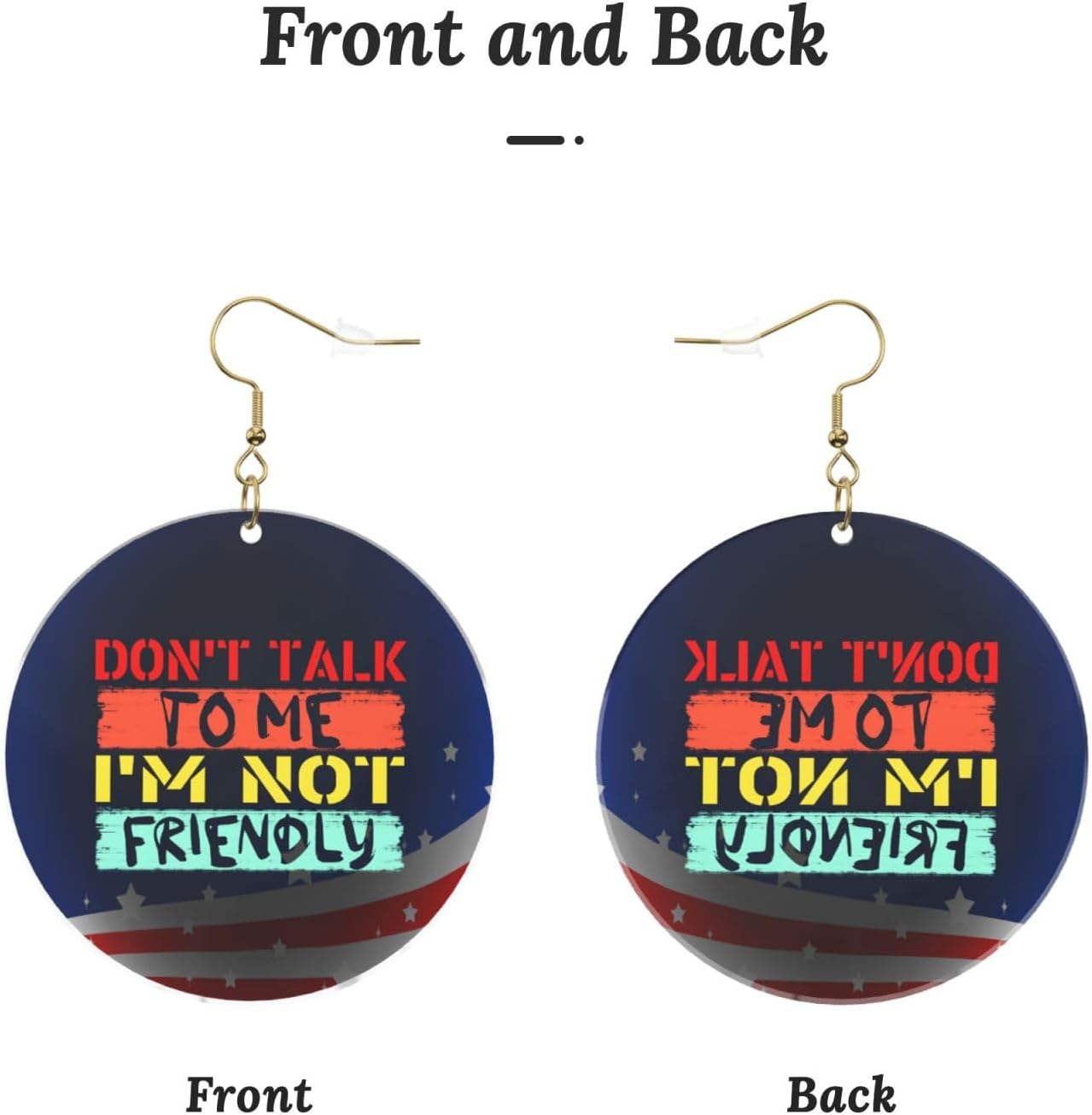 Don'T Talk To Me I'M Not Friendly Stylish Round Acrylic Earrings Lightweight Multi-functional For All Occasions[j553]