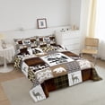 thumbnail image 4 of Retro Cabin Comforter Set Twin Wildlife Bear Elk Deer Hunting Bedding Set,Reindeer Moose Woodland Animals Quilt Brown Camouflage Grid Lattice Patchwork Duvet Insert,Pine Trees Farmhouse Decor, 4 of 5