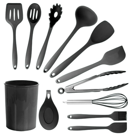 MegaChef Black 12 Piece Silicone Cooking Utensils