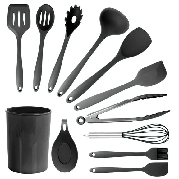 MegaChef Black 12 Piece Silicone Cooking Utensils