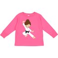 thumbnail image 3 of Inktastic Karate Girl, Cute Girl, Black Belt, Brown Hair Girls Long Sleeve Toddler T-Shirt, 3 of 5
