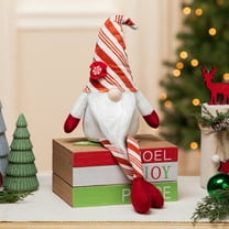 Peppermint Candy Plush Gnome with Dangling Legs Christmas Decoration - 10"