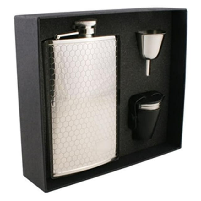 Visol VSET29-1150 Hive Beehive Pattern 8 oz Deluxe Flacon Cadeau avec 3 Tasses de Tir