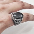 thumbnail image 5 of Black Rutile Mans Ring, Natural Black Rutilated Quartz, Quartz Silver Jewelry, 925 Silver Ring, Gift, Heavy Mens Ring, Arabic Design, Ottoman Style Ring, Christmas, Turkey Mens Signet Ring, 5 of 7