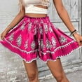 thumbnail image 2 of Ruimatai Women's Bohemian Printed Wide Leg Shorts Casual Comfortable Elastic Waist Summer Beach Shorts Fashion, 2 of 9