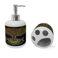 thumbnail image 2 of Ambesonne Tribal Soap Dispenser & Toothbrush Holder Set, Night Stars Abstract, 2 Pcs, Dark Blue Yellow, 2 of 6