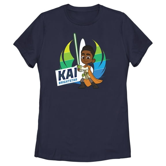 Women's Star Wars: Young Jedi Adventures Kai Brightstar Portrait Graphic Tee Navy Blue Large