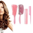 thumbnail image 4 of Cepillo de pelo rizado que brilla y suaviza el cabello, cepillo de cerdas de jabalí para adultos y niños con cabello mojado o seco (4 piezas, rosa), 4 of 5