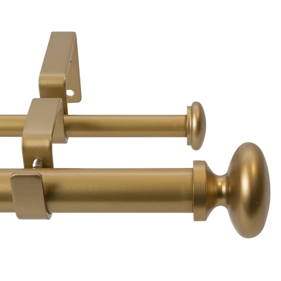 Meriville 1-Inch Diameter Prima Telescoping Double Window Treatment Curtain Rod, 48-Inch to 84-Inch, Royal Gold