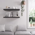 thumbnail image 6 of LANDMOK 12.7 Inch Deep Floating Shelf, 30 x12 Inch Large Wall Mounted Shelf for Kitchen, Bathroom, Living Room, Black Wood (3 Pack), 6 of 8