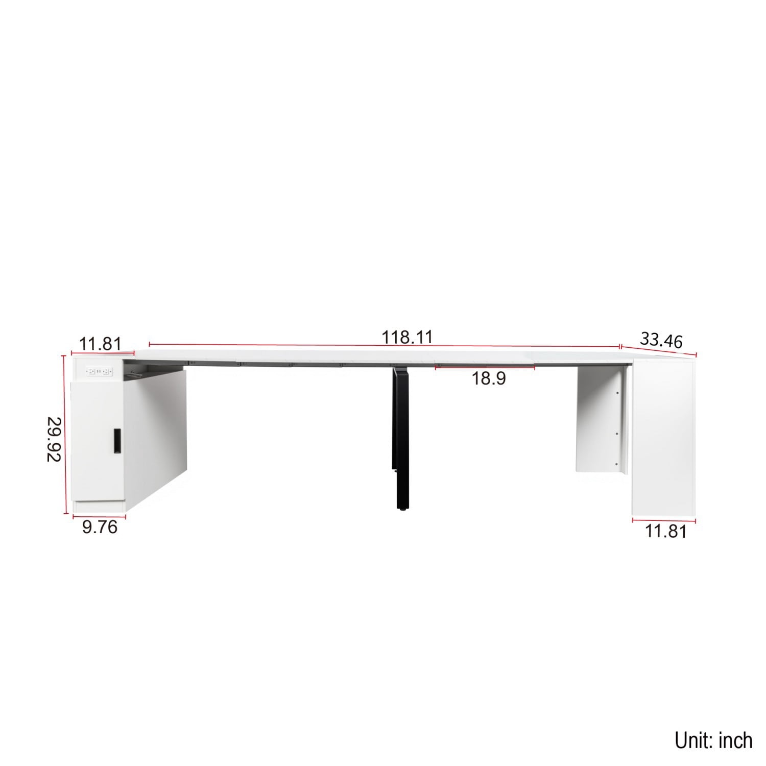 Multifunctional Extendable Console Table, 118.11" Large Expandable Dining Table with Storage Extension Design, Modern Wood Desk for Dining, Living, Home Office & Small Spaces, Cream
