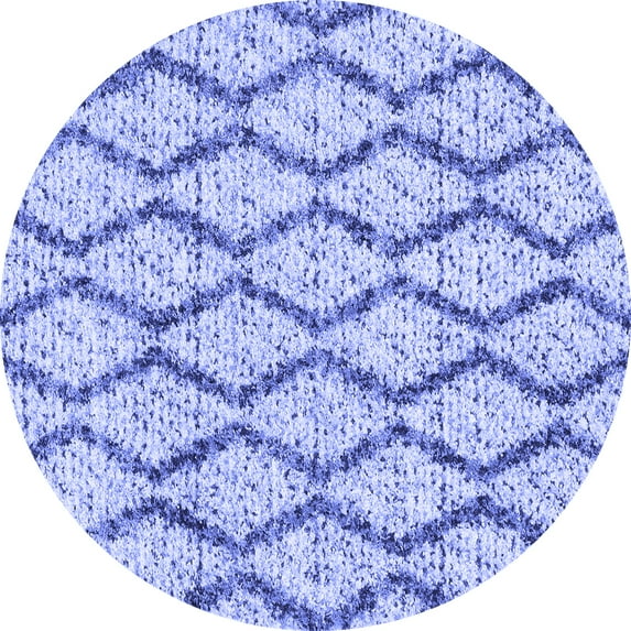 Ahgly Company Machine Washable Indoor Round Trellis Blue Modern Area Rugs, 7' Round