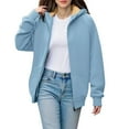 thumbnail image 2 of Blue Sweatshirt for Women's Fashion Casual Pocket Long Sleeve Hooded Fleece Composite Sweatshirt Womens Fall Tops, 2 of 5