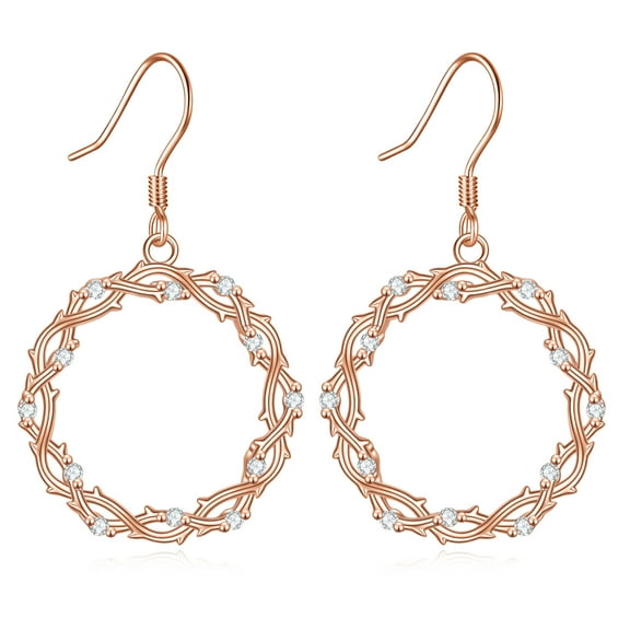 Circle Dangle Earrings Sterling Silver Thorns Circle Drop Earrings Jewelry Gifts for Women