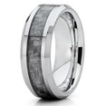 thumbnail image 2 of 8mm Polished Silver Tungsten Carbide Wedding Ring Gray Carbon Fiber Center Comfort Fit Band 9, 2 of 4