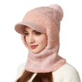 thumbnail image 2 of 3 In 1 Beanie Hat With Scarf And Mask Warm Winter Scarves Fitness Faux Fur Shawl Pashmina Wraps Fall Fashion Must Have Women's Hats & Caps Pink, 2 of 9