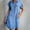 *Blue, variant on ClodeEU Women's Faux Denim Short Sleeve Lapel Button Slim Fit Midi Dress ,Solid Color Casual Dress Dark Blue,Womens Plus M