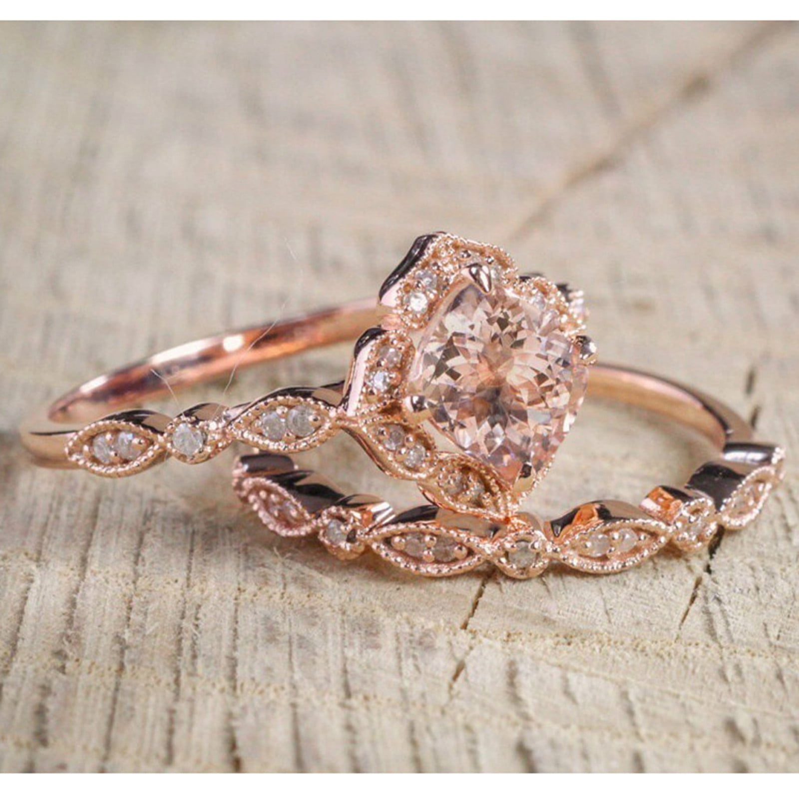 Clearance!Rings for Women Fashion Rose Gold Natural Square Diamond