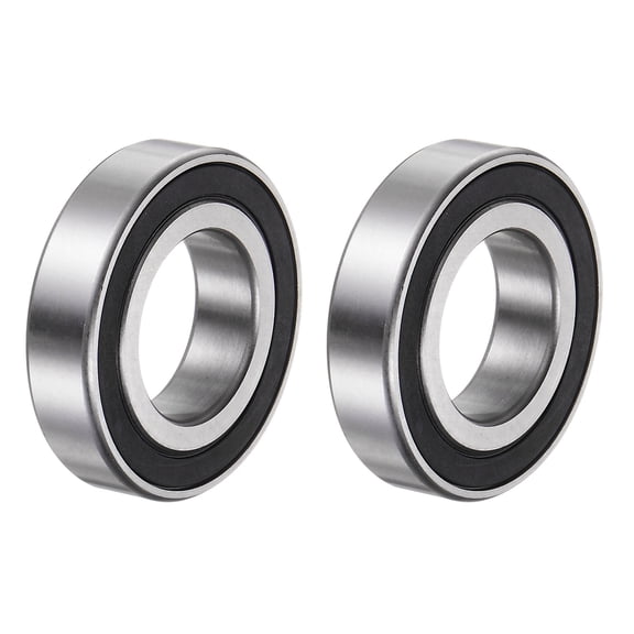 R18-2RS Deep Groove Ball Bearing, 1 1/8" x 2 1/8" x 1/2" Chrome Steel P0 Double Rubber Sealed Bearing, 2 Pack
