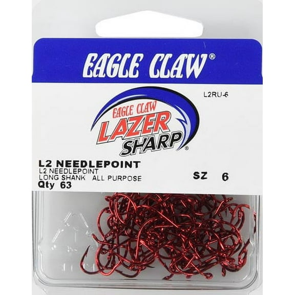Lazer Sharp L2RUH-6 Octopus Hooks, Size 6 Hook, Red, 63-Pack