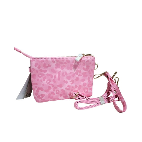 Sweet As Pink Leopard Crossbody Multi Compartment Purse