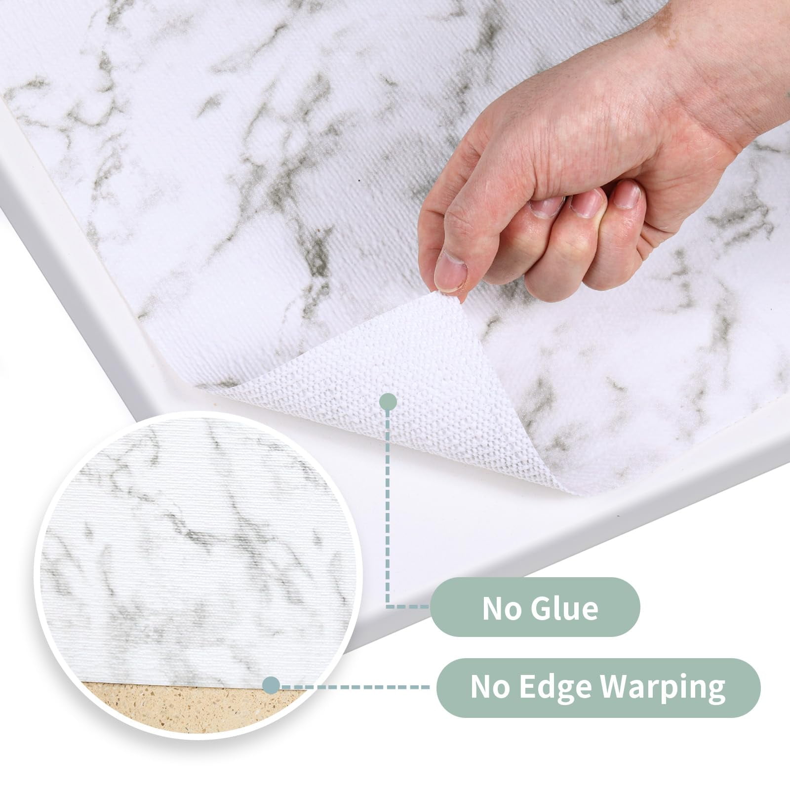 12 in X 118 in Drawer and Shelf Liner for Kitchen Cabinet : Non Slip Waterproof Shelf Paper EVA Non Adhesive Refrigerator Liners White Marble Easy Liners for Bathroom Cupboard .