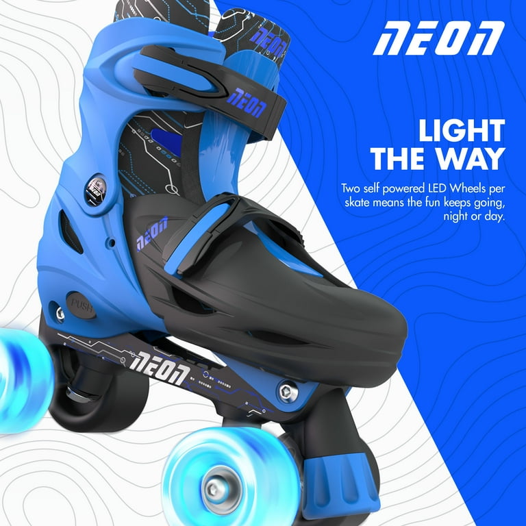 Yvolution Adjustable Roller Skates - Blue - LED Wheels