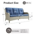thumbnail image 4 of Opohoro 72" Outdoor Wicker Patio Sofa with Cushions, 3-Seat PE Rattan Couch for Porch, Light Gray/Blue, 4 of 7