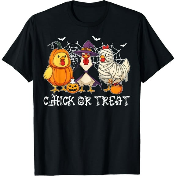 Chick Or Treat Funny Halloween Pumpkin Ghost Spooky Chicken T-Shirt
