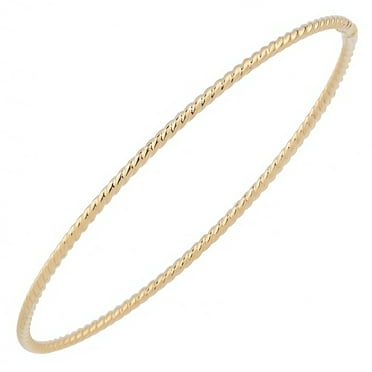 KoolJewelry 10k Yellow Gold 2mm Twist Design Bangle Bracelet