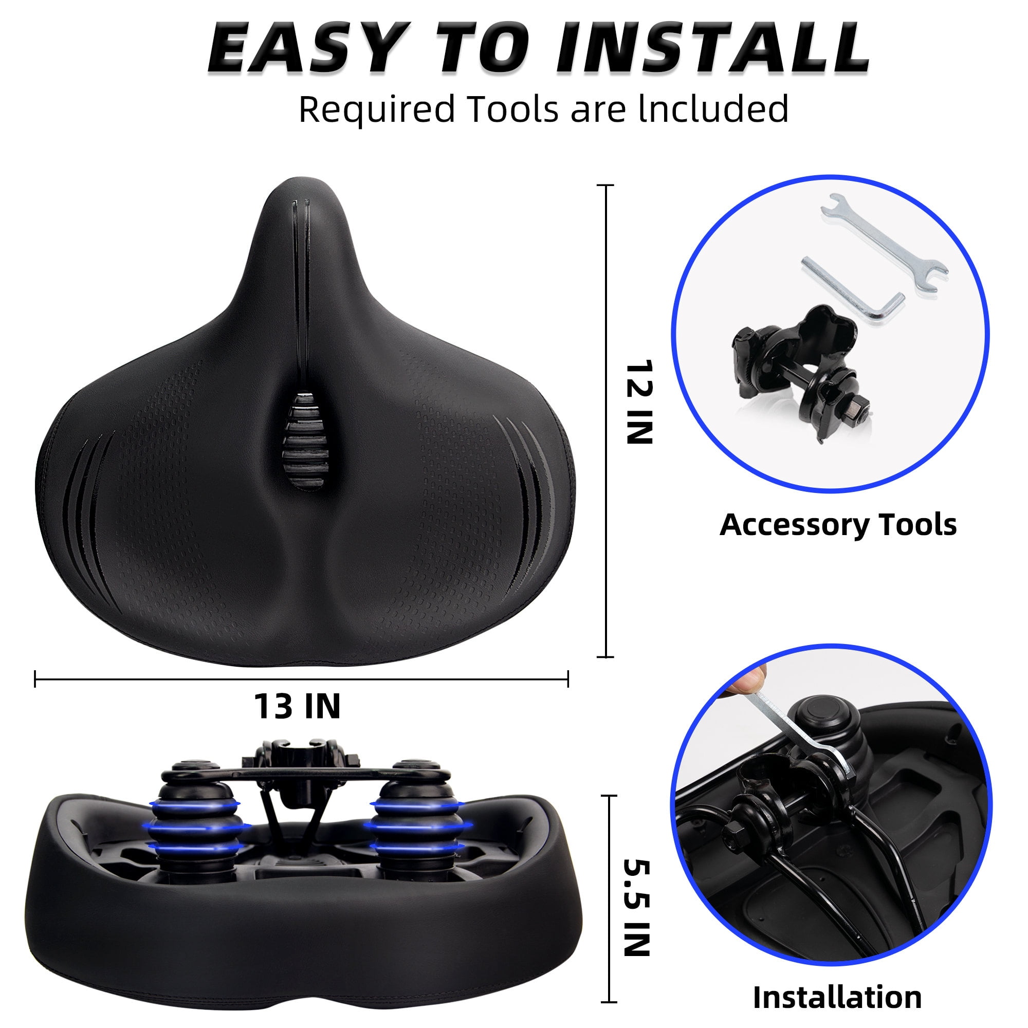 CDYWD Oversized Bike Seat Extra Wide Soft Cushion for Men Women Suitable for Peloton Exercise City Ebike Walmart