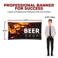 thumbnail image 2 of Beer Shop Large Banners and Signs for Outdoor by DreamController-Polyester Banner with 4 Holes for Easy Hang Indoor & Outdoor| 4x2 Feet HD Banner to Promote Food & Beverages | Made in USA, 2 of 6