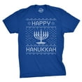 thumbnail image 1 of Mens Happy Hanukkah T Shirt Funny Jewish Christmas Menorah Tee for Guys (Royal) - M, 1 of 3
