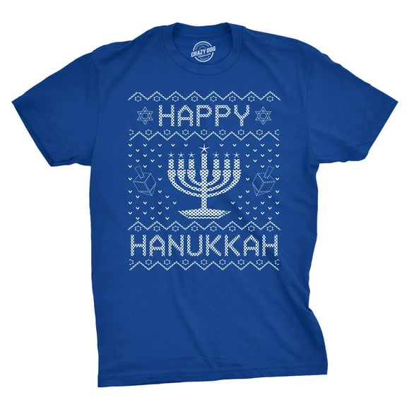 Mens Happy Hanukkah T Shirt Funny Jewish Christmas Menorah Tee for Guys Graphic Tees