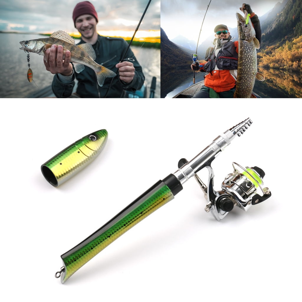 Yokua Fish Shaped Telescopic Spinnings Rod Lightweight Pocket Fishings Poles