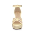 thumbnail image 6 of BLISSFUL STEP Women's Shoes Floral Lace Espadrille Wedge Heel Open Toe Sandals Yellow Purple 5.5, 6 of 7