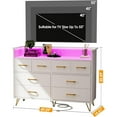 thumbnail image 2 of Twister.CK 8 Drawers Dresser, Storage Chest of Drawers, TV Stand for 65" with Power Outlet & LED Lights, for Living Room Bedroom, Pink, 2 of 8