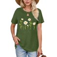 thumbnail image 2 of NAMTYQX Womens Tops Dressy Casual Plus Size Lightweight Printed Short Sleeve Trendy Print O-Neck Cool Baggy Womens Blouses Army Green Size 2XL, 2 of 4