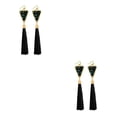 thumbnail image 1 of Sonducket 1 par de pendientes para mujer, pendientes largos con borlas, colgante geométrico para niña, pendientes bohemios con diamantes de negro 2piezas, 1 of 6