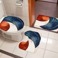 thumbnail image 4 of Navy Blue Burnt Orange Bath Mat 3 Piece Bathroom Rug Set, Modern Boho Art Geometric Non Slip Bath Rug Contour Mat and Toilet Lid Cover, Absorbent Shower Mats Soft Bath Rugs and Mats Sets, 4 of 8